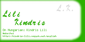 lili kindris business card